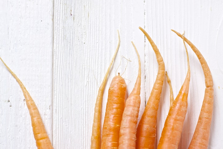 Close up of ends of carrots.