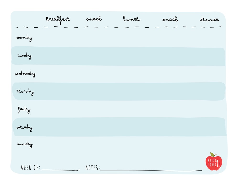 FREE Blank Menu Plan for Baby or Toddler - Baby Foode