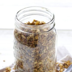 a Jar of nut granola for toddler and kids