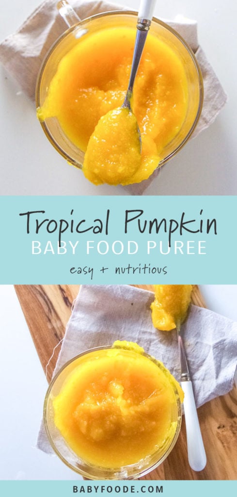 graphic for post - tropical pumpkin baby food puree - easy and nutritious.