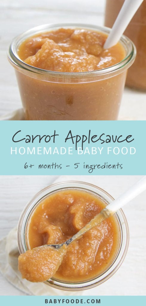 Pinterest image for healthy homemade carrot applesauce.