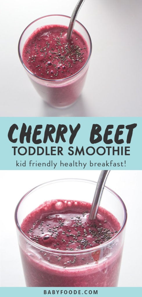 Pinterest collage for cherry beet smoothie recipe.