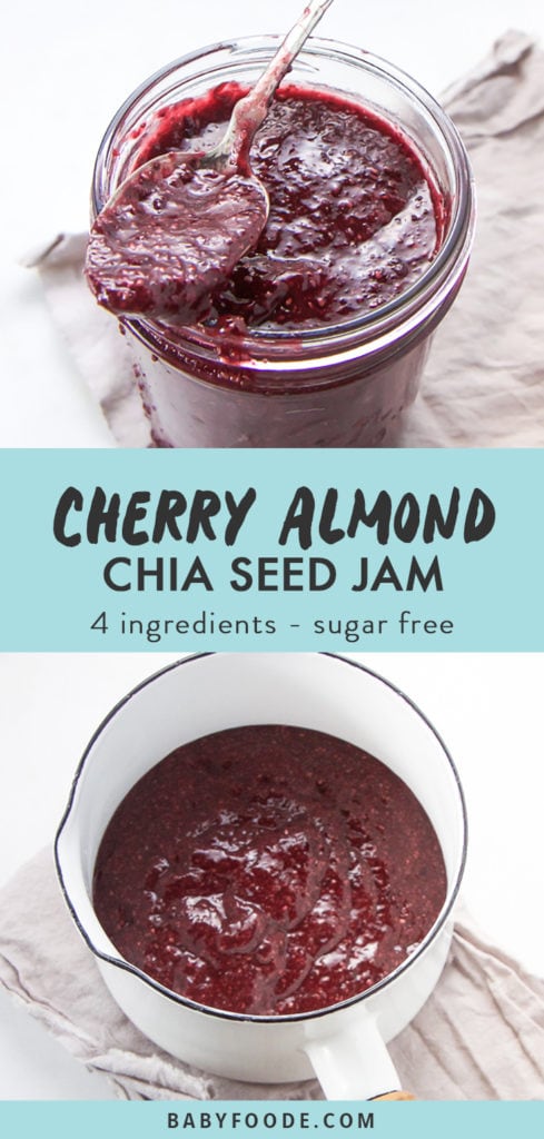 Pinterest image for sugar free cherry chia seed jam.