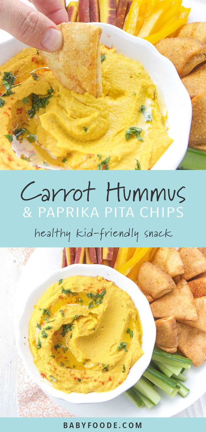 Carrot Hummus with Toasted Paprika Pita Chips Baby Foode