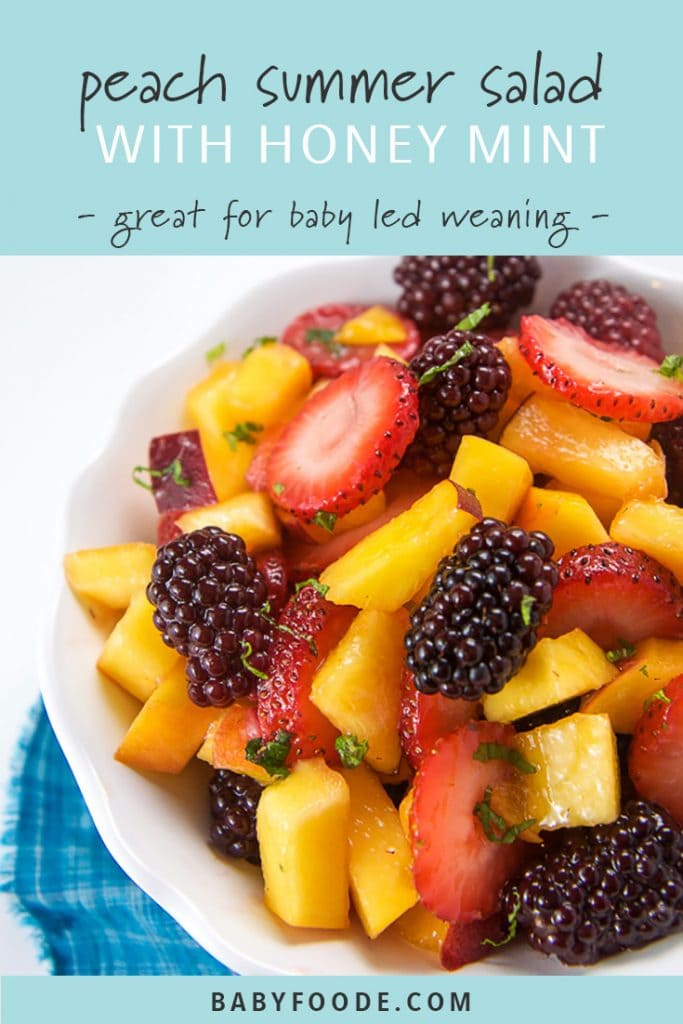 Peach Summer Fruit Salad with Mint + Honey Dressing Baby Foode