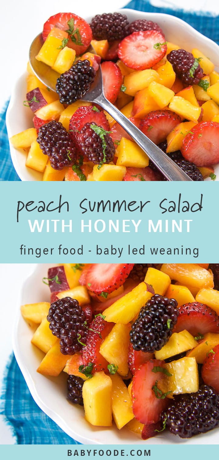 Peach Summer Fruit Salad with Mint + Honey Dressing Baby Foode
