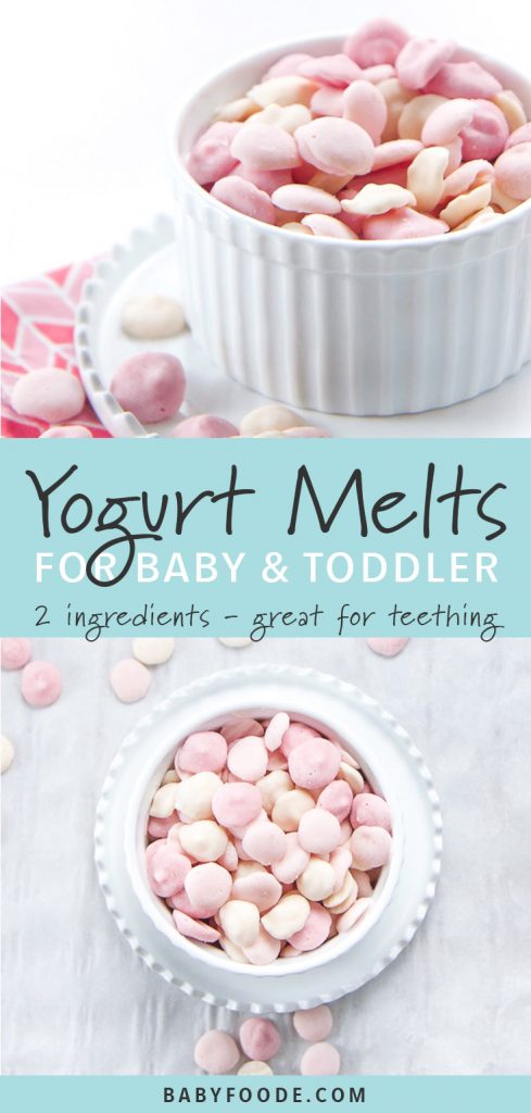 A bowl of healthy yogurt melts for baby and toddler.