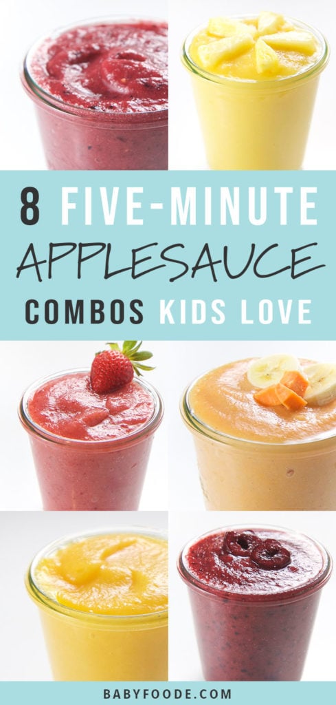 Pinterest image for applesauce combinations for babies and toddlers.