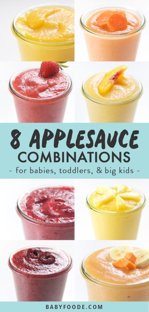 Pinterest image for applesauce combinations for babies and toddlers.