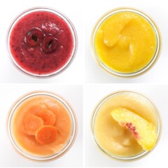 A collage of applesauce combinations that can be made in 5 minutes.