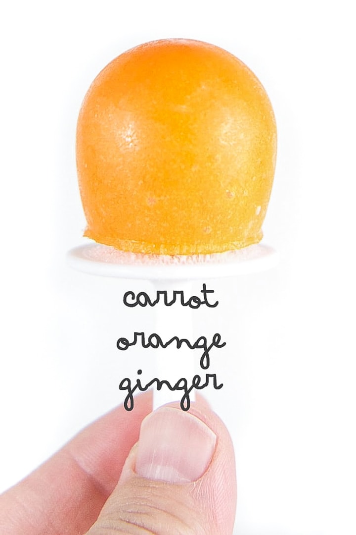 mini homemade popsicle for baby and toddler - carrot, orange, ginger.