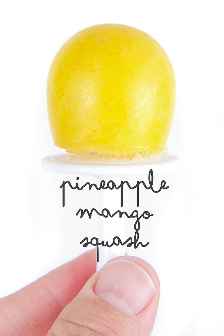mini homemade popsicle for baby and toddler - pineapple, mango, squash.