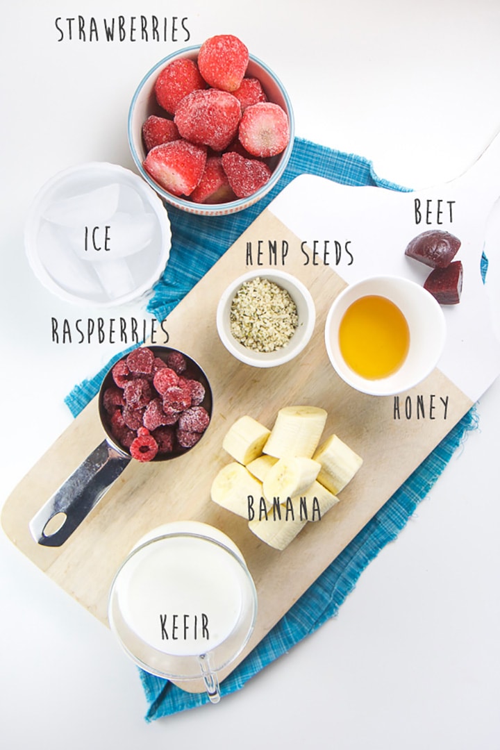 spread of healthy ingredients for toddler smoothies