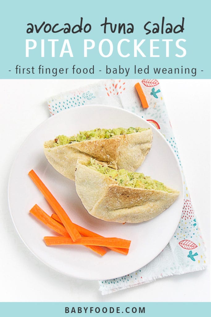 Pinterest image for avocado tuna salad - a quick and easy recipe for baby led weaning.