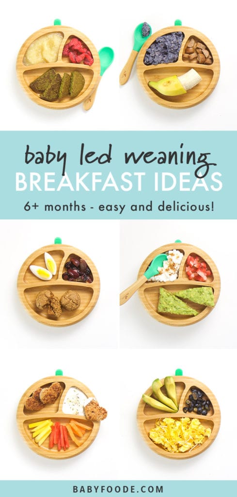 Pinterest collage for a collection of baby led weaning breakfast ideas.
