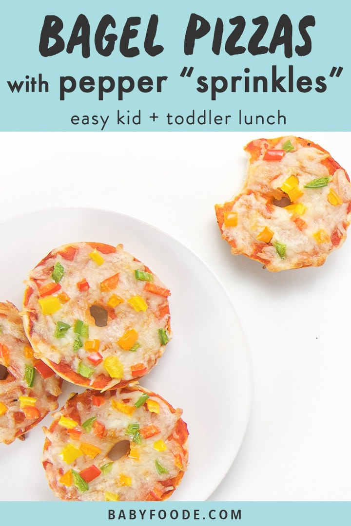 Mini Bagel Pizzas with Pepper “Sprinkles”(fun toddler lunch) Baby Foode