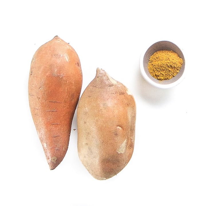 ingredients for the best sweet potato baby food puree.