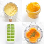 A collection of 4 month baby food recipes in a grid.