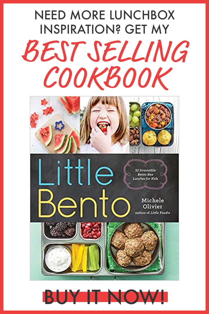 Graphic for best-selling cookbook - Little Bento. Picture of book cover and text.