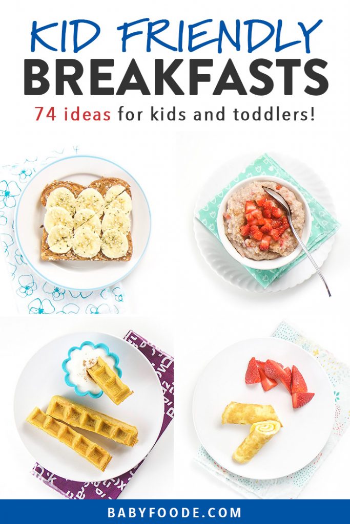 Pinterest collage for an article about breakfast ideas for kids and toddlers.