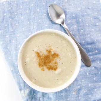 small bowl filled with rice cereal for baby.