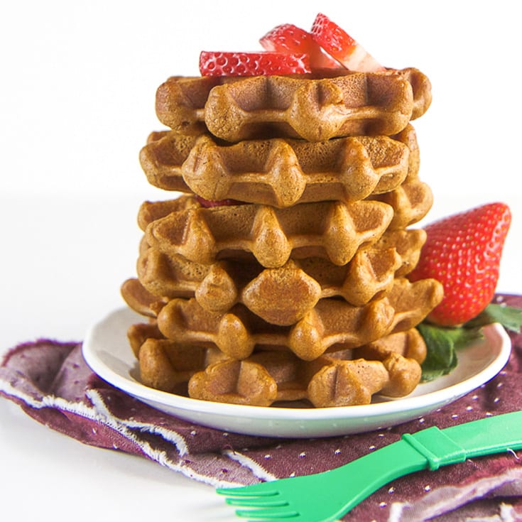 Stack of gingerbread waffles for breakfast. 