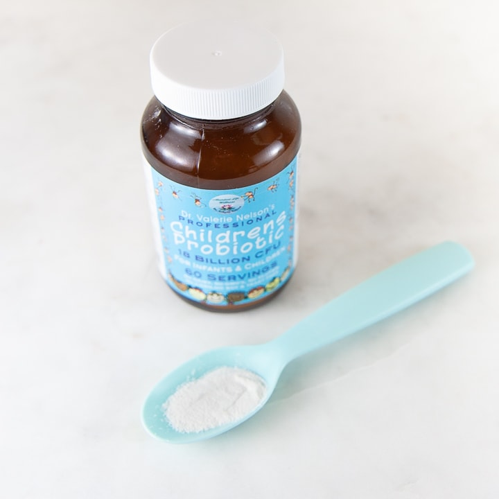 probiotic for infant and kids - powder on a spoon.