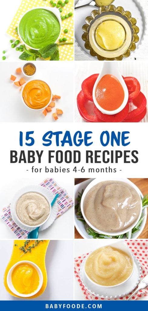 Pinterest collage for a recipe collection of beginner baby food recipes.