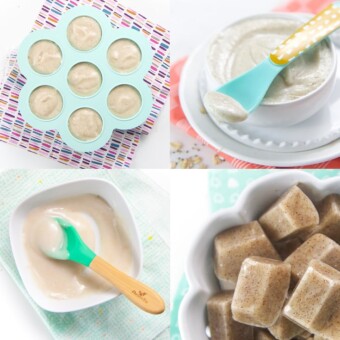Grid of four healthy baby cereals