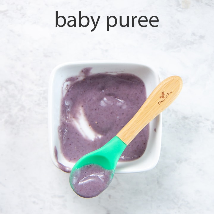 How to serve blueberry oatmeal as a baby puree.