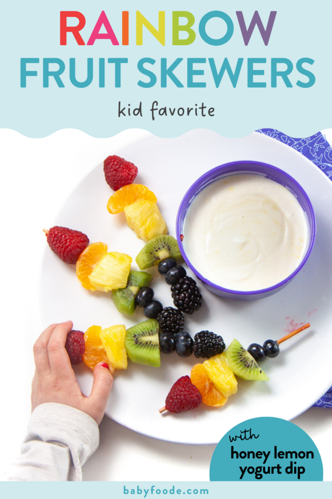 Fruit Skewers with Lemon Honey Yogurt Dip (a kid favorite!) | Baby Foode