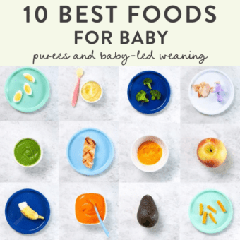 Grid of first foods for baby.