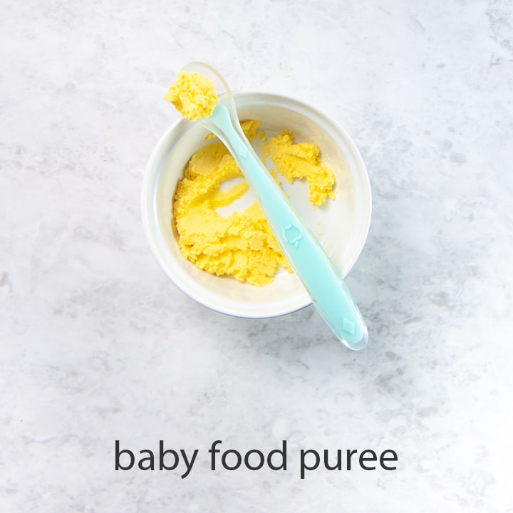 egg yolk made into a baby food puree - great for baby's first food.