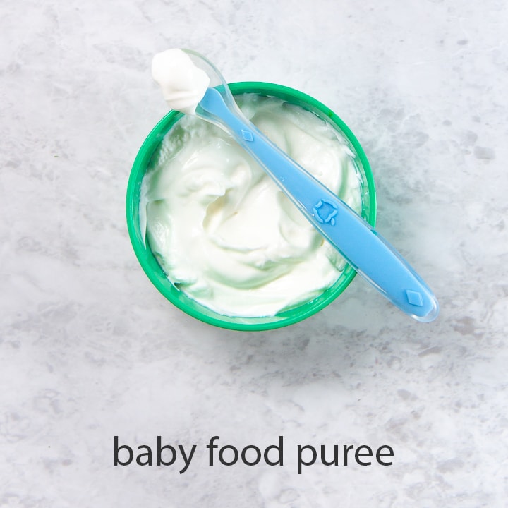 bowl full of yogurt for baby food puree.