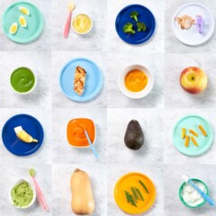 Grid of first foods for baby.