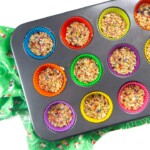 Tray of funfetti granola bars in colorful silicon cups.