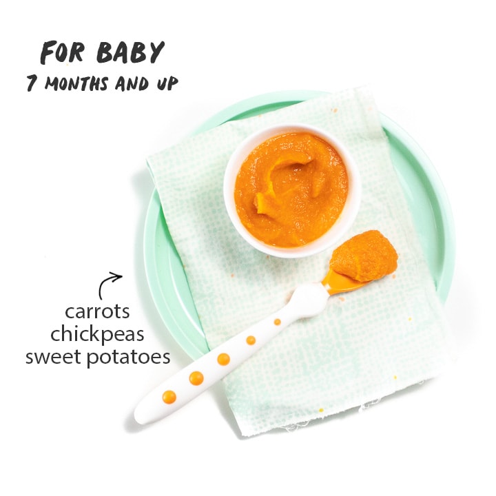 赤ちゃんのための野菜のフムスの小さなボウル。 