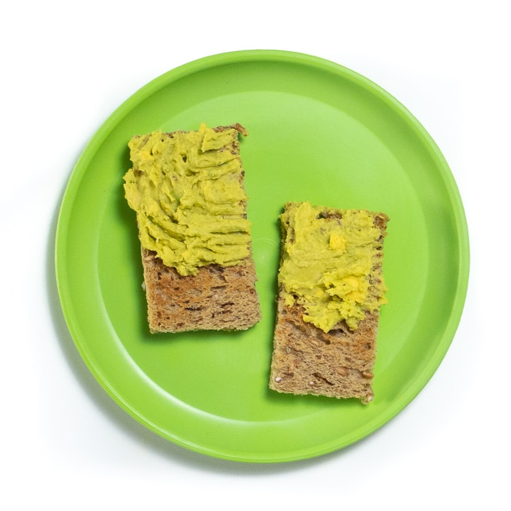 avocado and egg mashed and served on a toast or baby-led weaning.