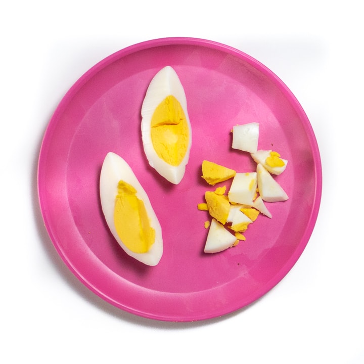 hard boiled egg for baby served in strips or chunks.