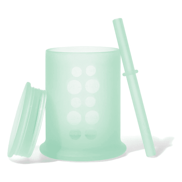 clear green open cup with lid for toddler.