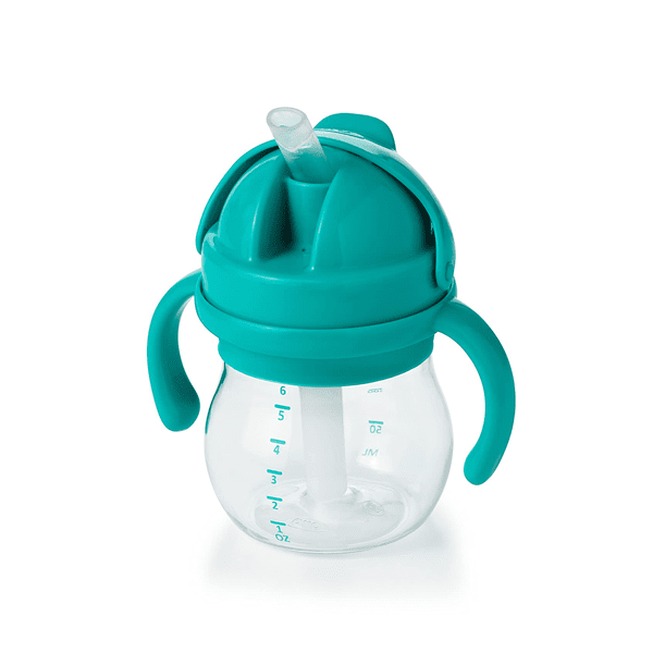 Green and clear sippy cup for toddler.