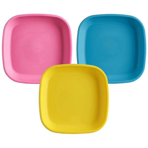 3 colorful plates for toddlers.