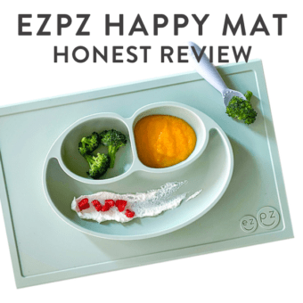 ezpz happy mat honest review with image of a mat on a white background.