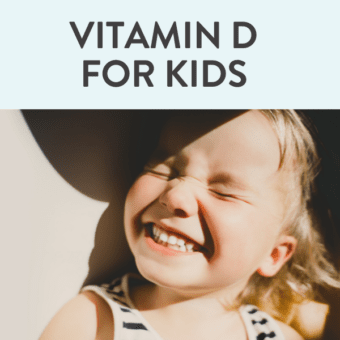Graphic for post - vitamin C for kids - image is of a kids with sunlight on their face.