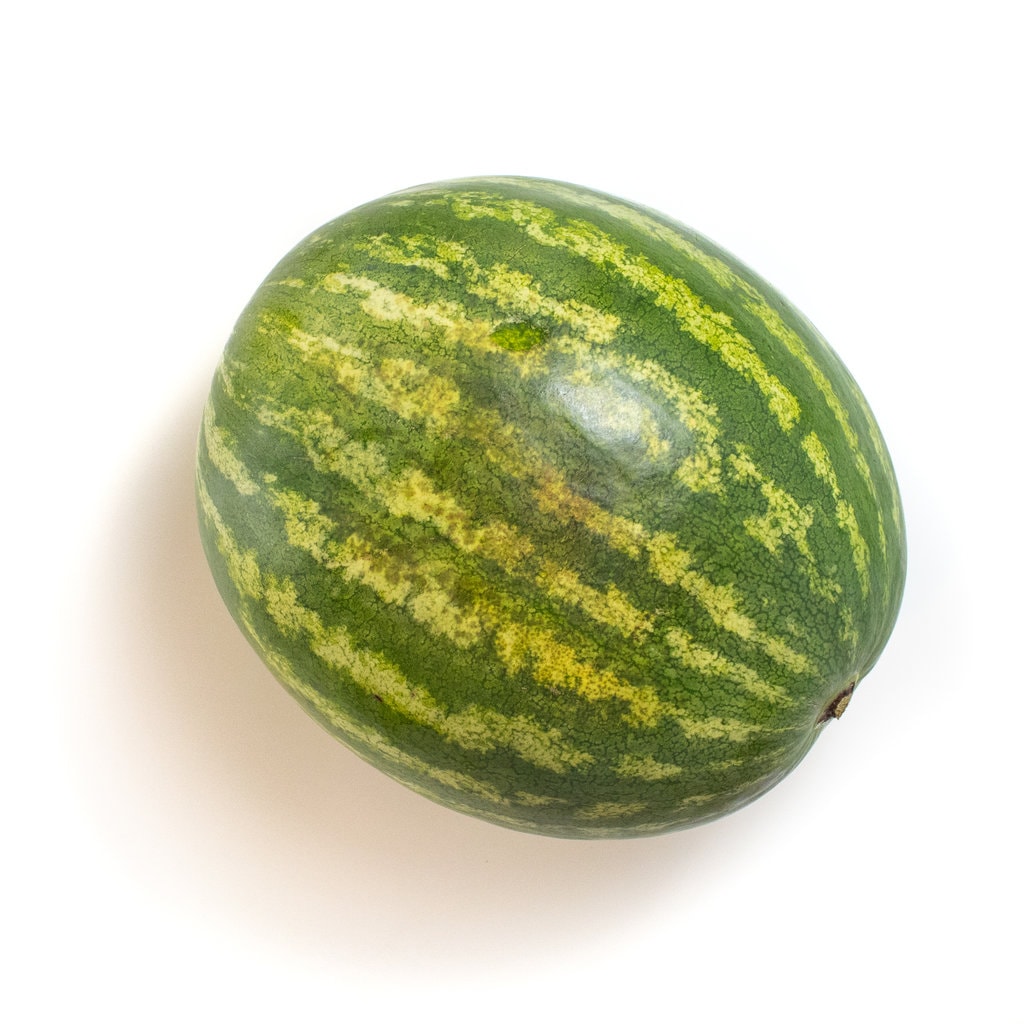 A watermelon against a white background.