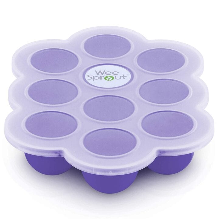 purple baby food tray to store baby food in. 