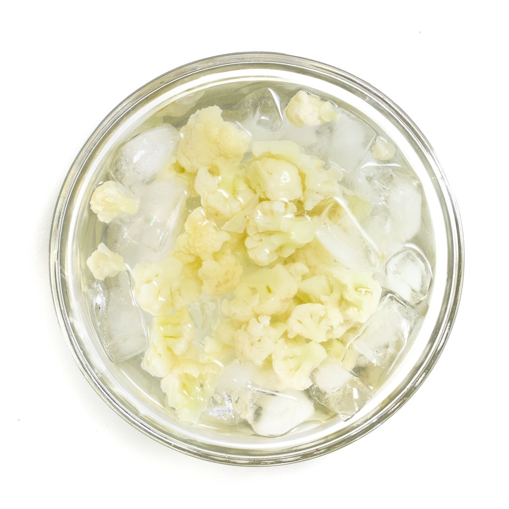 Blanch cauliflower in an ice bath.