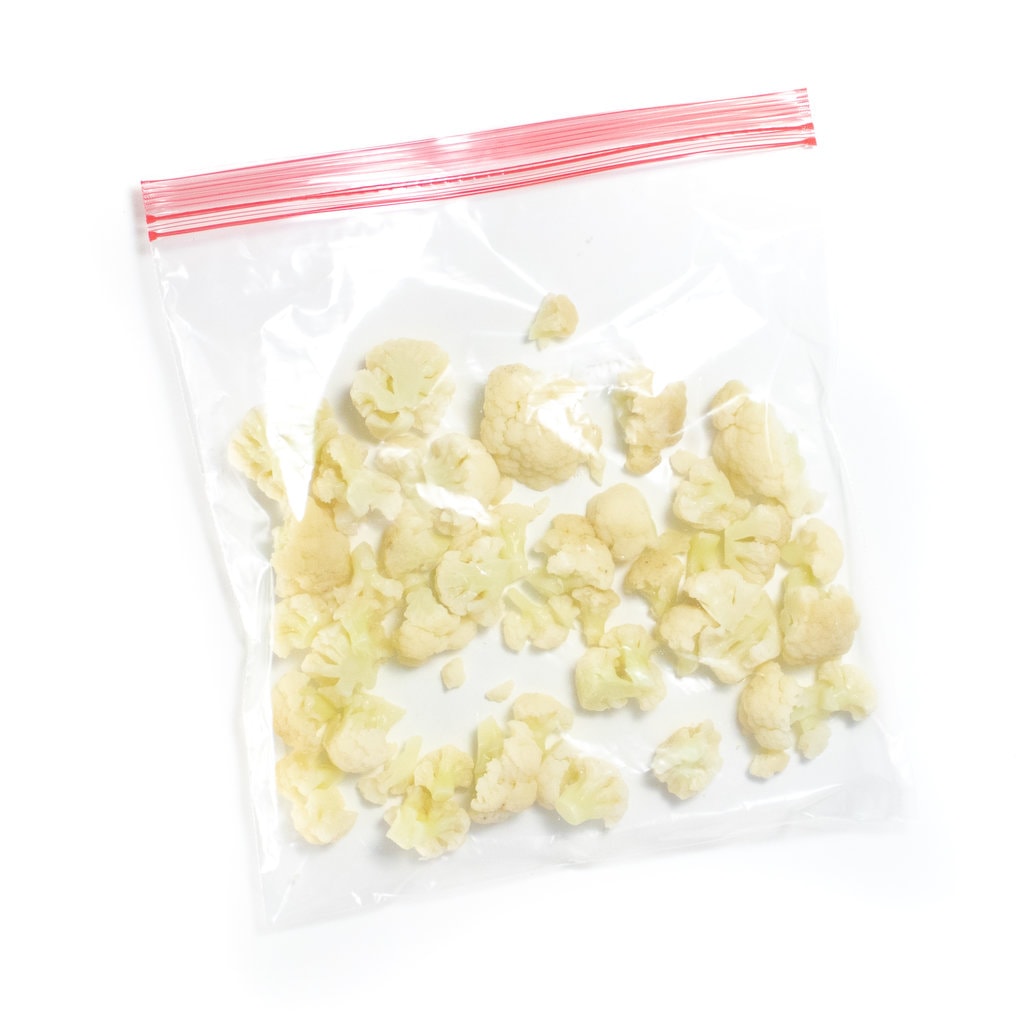 Blanch cauliflower in a Ziploc bag.